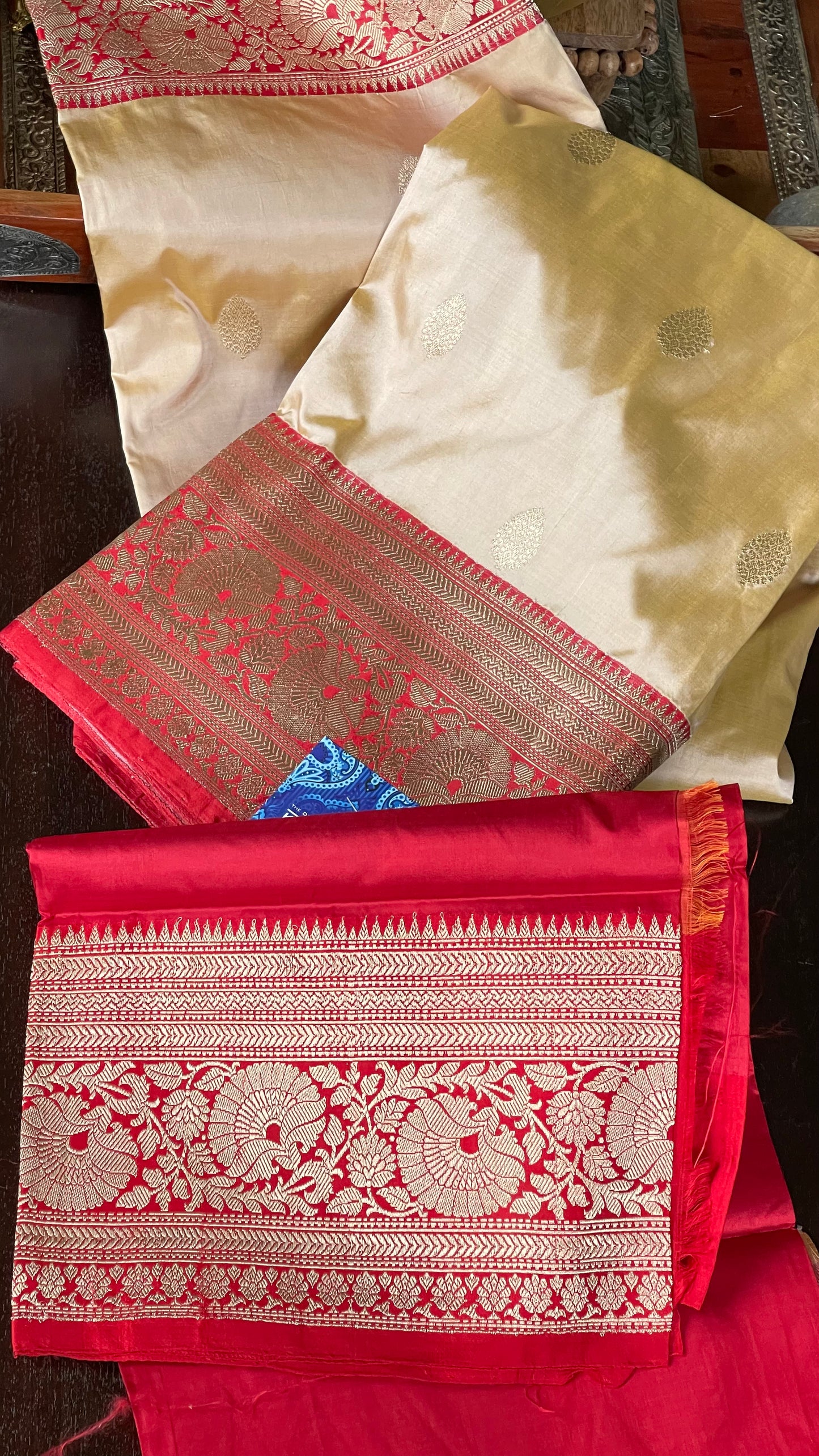 Pure Katan Silk Banarasi - Tussar Color Red