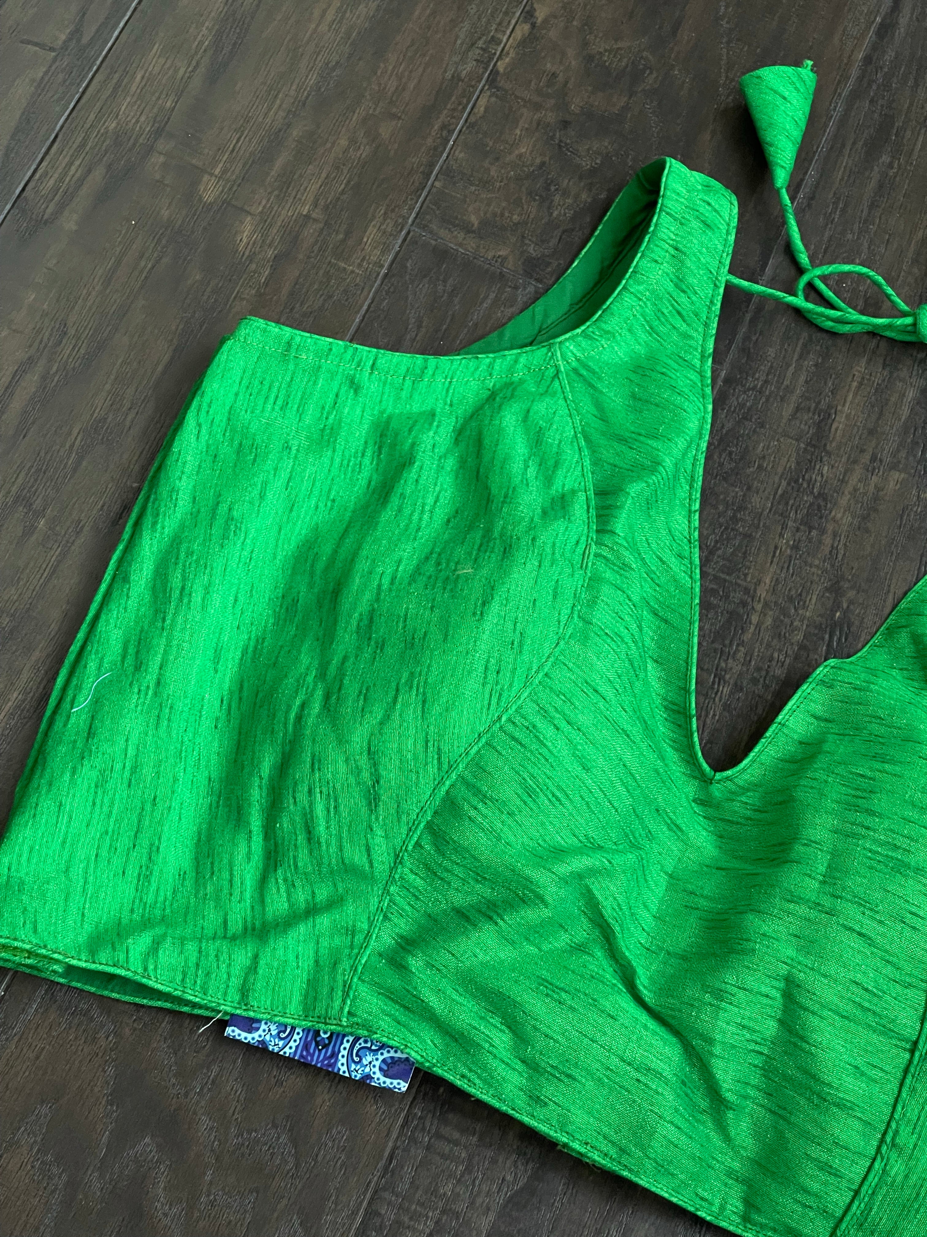 Designer Blouse - Green Raw Silk