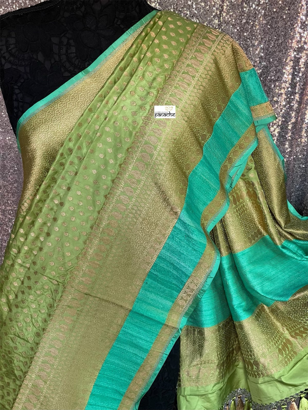 Pure Silk Katan Bootidaar Banarasi - Pista Green Kadhwa