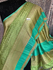 Pure Silk Katan Bootidaar Banarasi - Pista Green Kadhwa