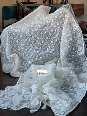 Designer Organza - Ivory White Embroidered