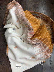 Pure Khadi Cotton Handloom - Off-White Ochre Yellow Woven