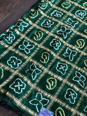 Pure Gajji Silk Gharchola - Green Bandhej
