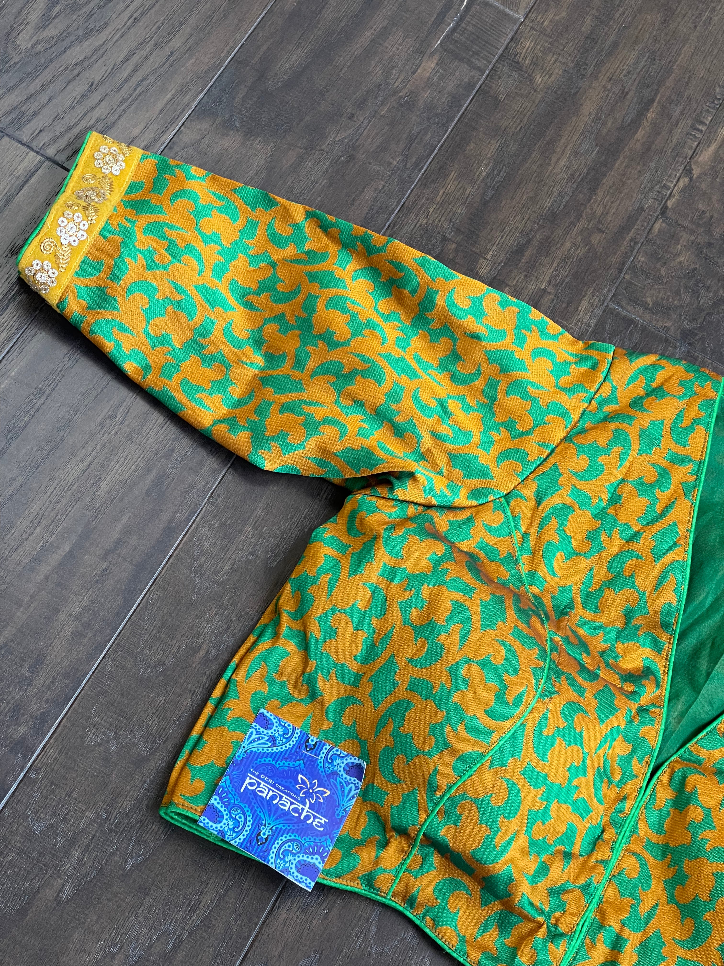 Designer Blouse - Green Orange Yellow