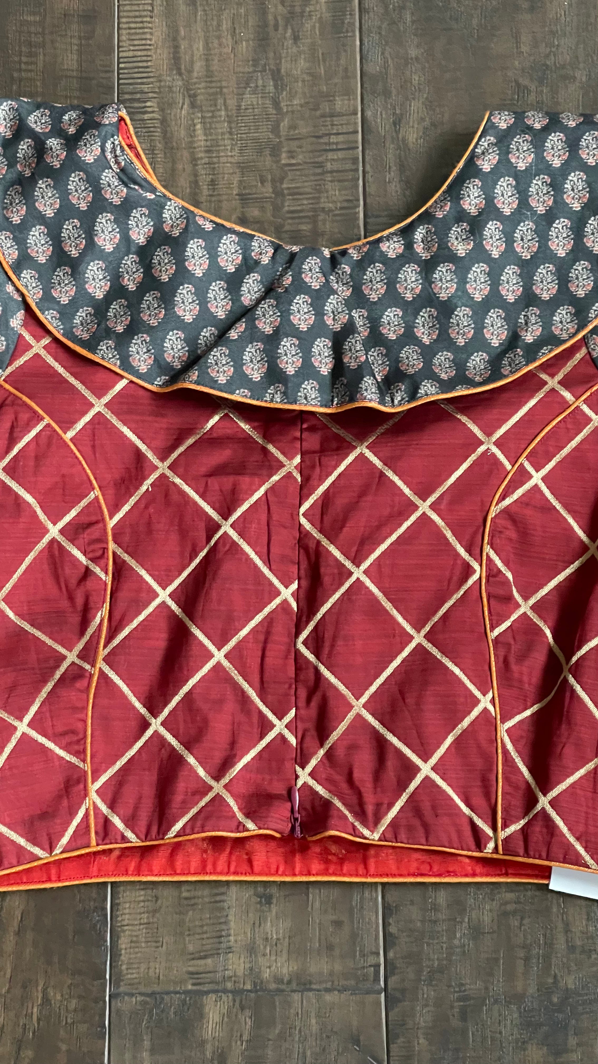 Designer Blouse - Maroon Black