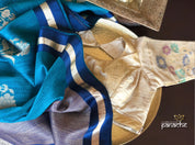 Designer Blouse - Raw Silk Beige Meenakari