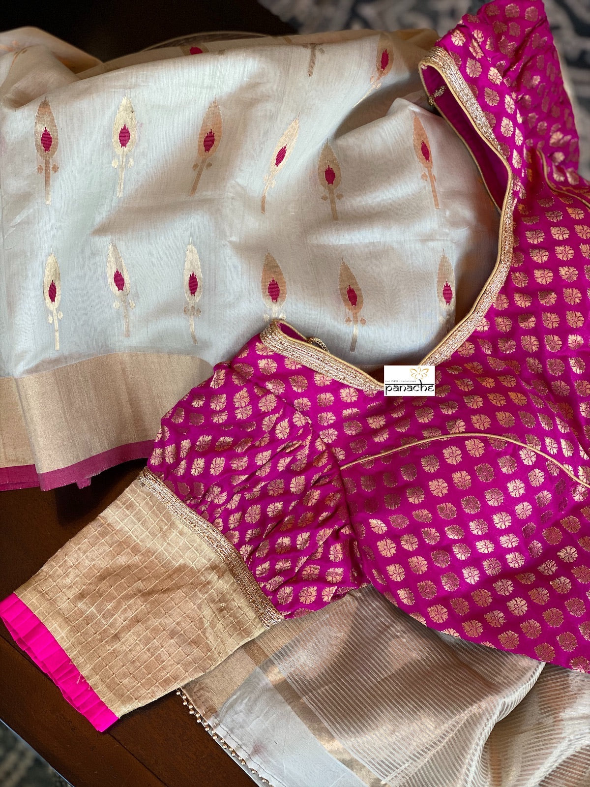 Buy Chanderi Katan Silk Saree - Pink – My Clothing Treasure