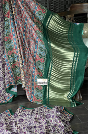 Modal Silk Ajrakh - Plum Green