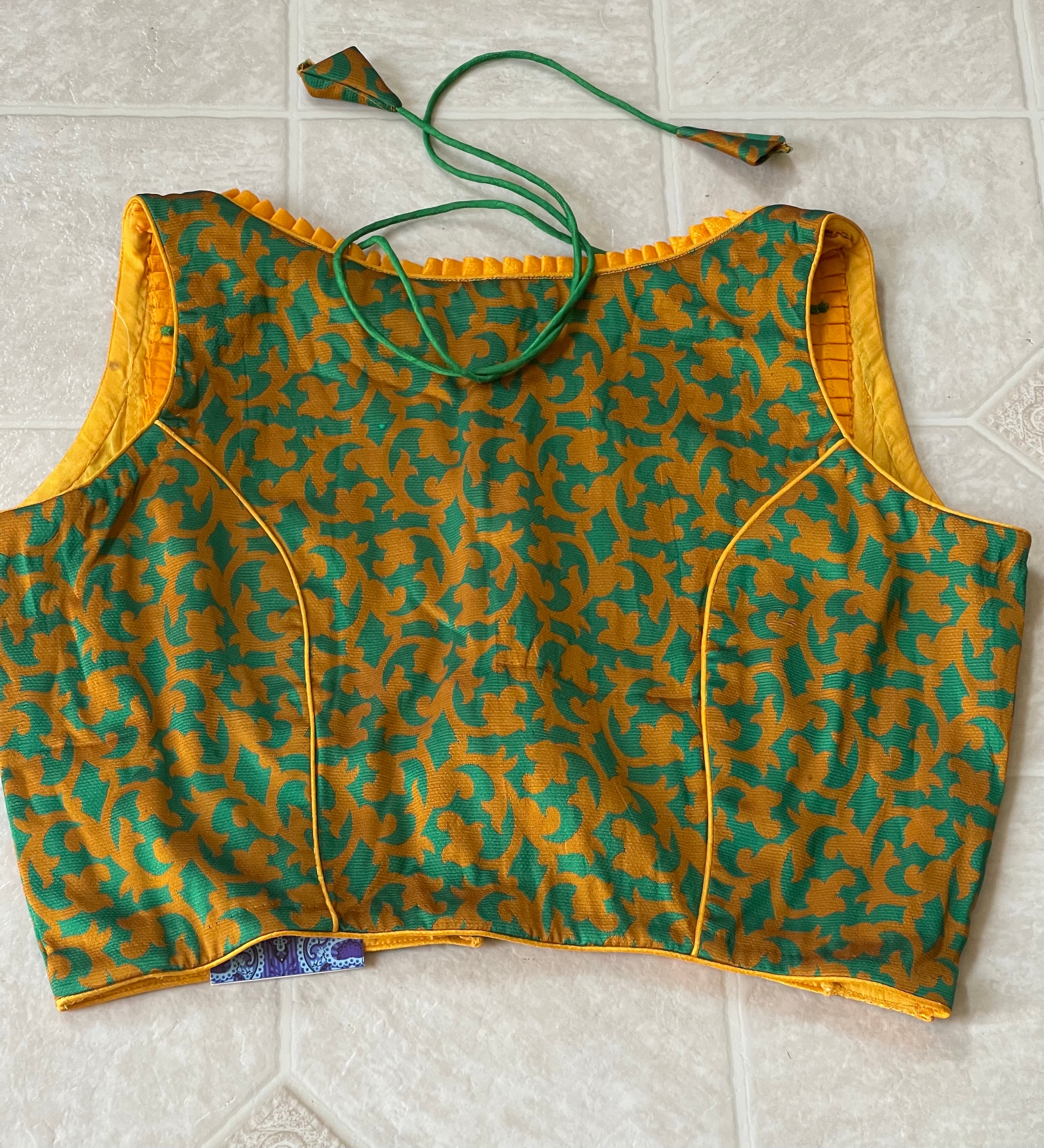 Designer Blouse - Orange Green