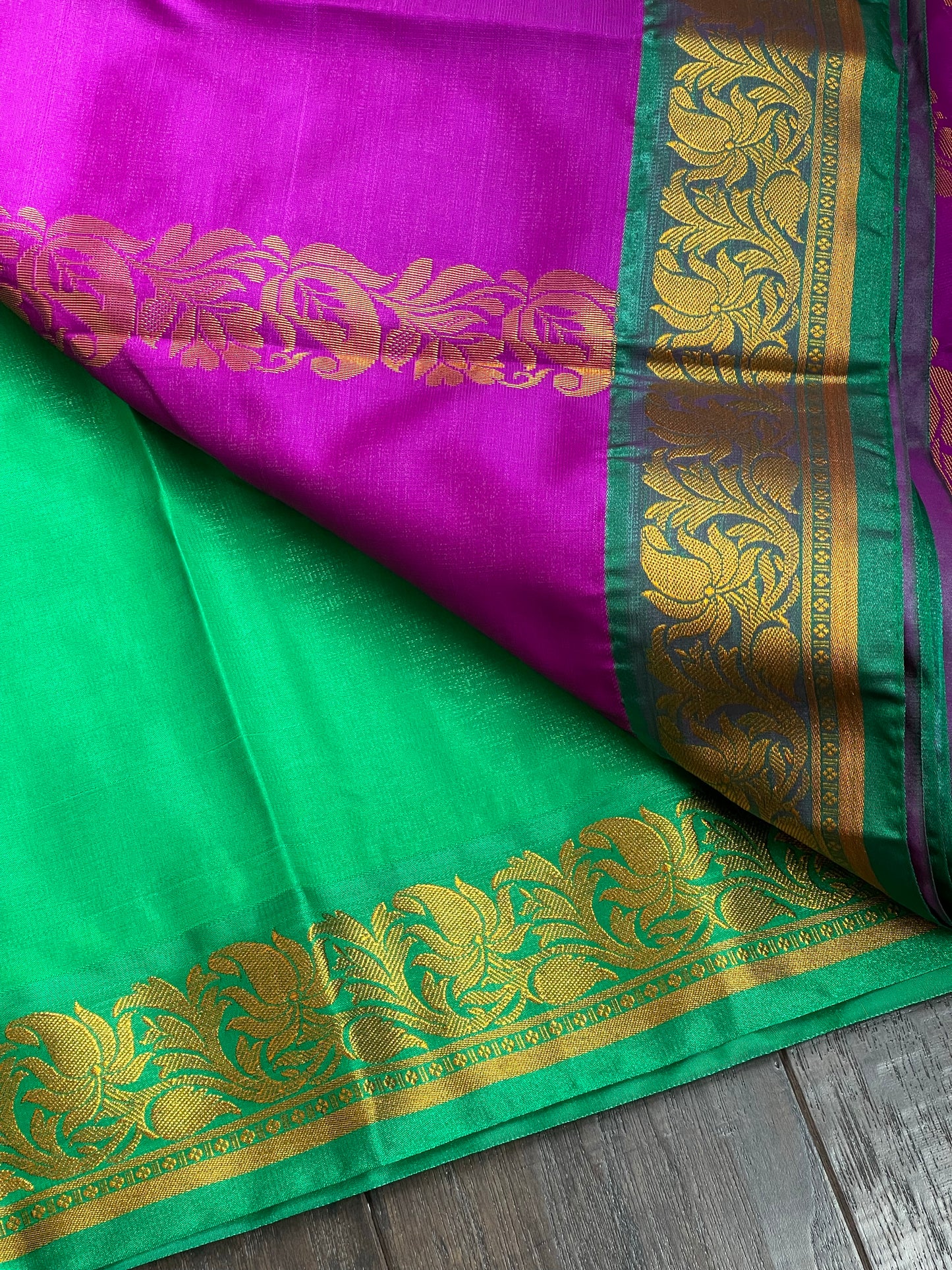 Soft Silk Kanjivaram - Magenta Purple Green