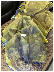 Cotton Silk Jamdaani - Green Yellow