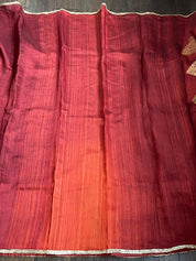 Raw Silk Banarasi - Maroon Rust Shaded