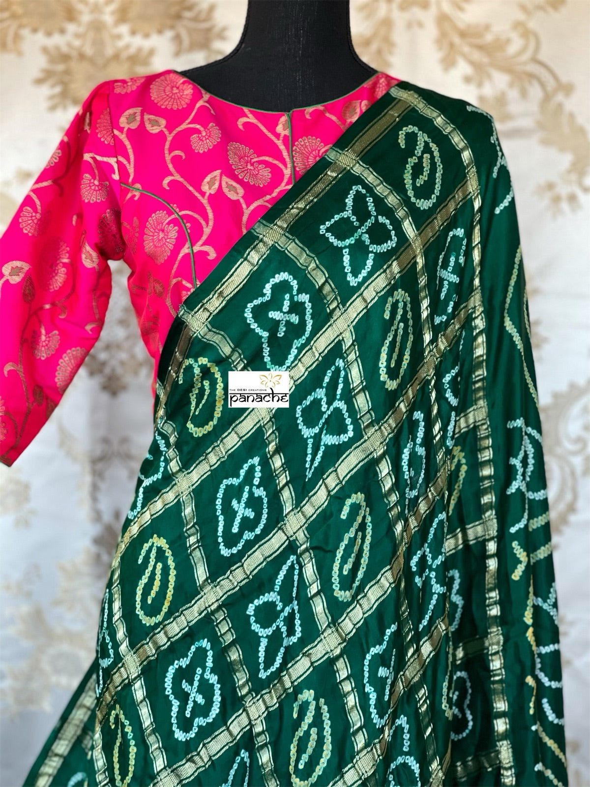 Pure Gajji Silk Gharchola - Green Bandhej
