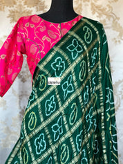 Pure Gajji Silk Gharchola - Green Bandhej