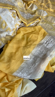 Khaddi Georgette Banarasi - Yellow Shaded