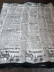 Pure Bishnupur Silk -  Offwhite Black Newspaper Printed