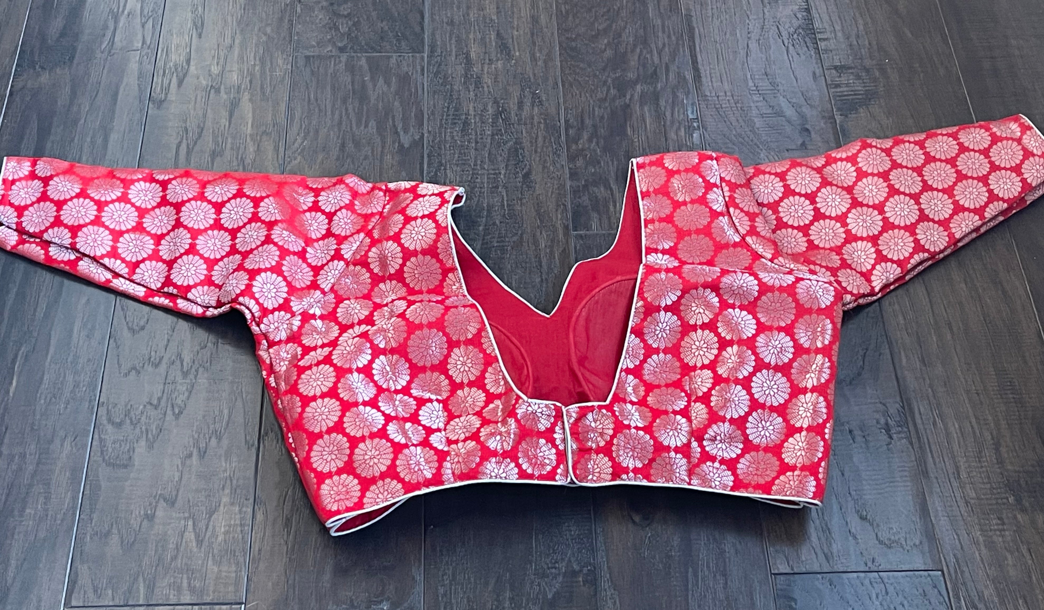 Designer Blouse - Red Silver Zari