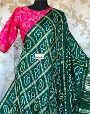 Pure Gajji Silk Gharchola - Green Bandhej