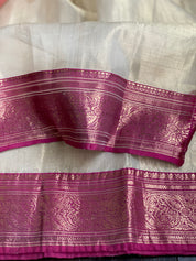 Tissue Chanderi Silk - Golden Beige Magenta Meenakari