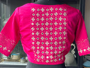 Designer Blouse - Pink Gujarati Stitch