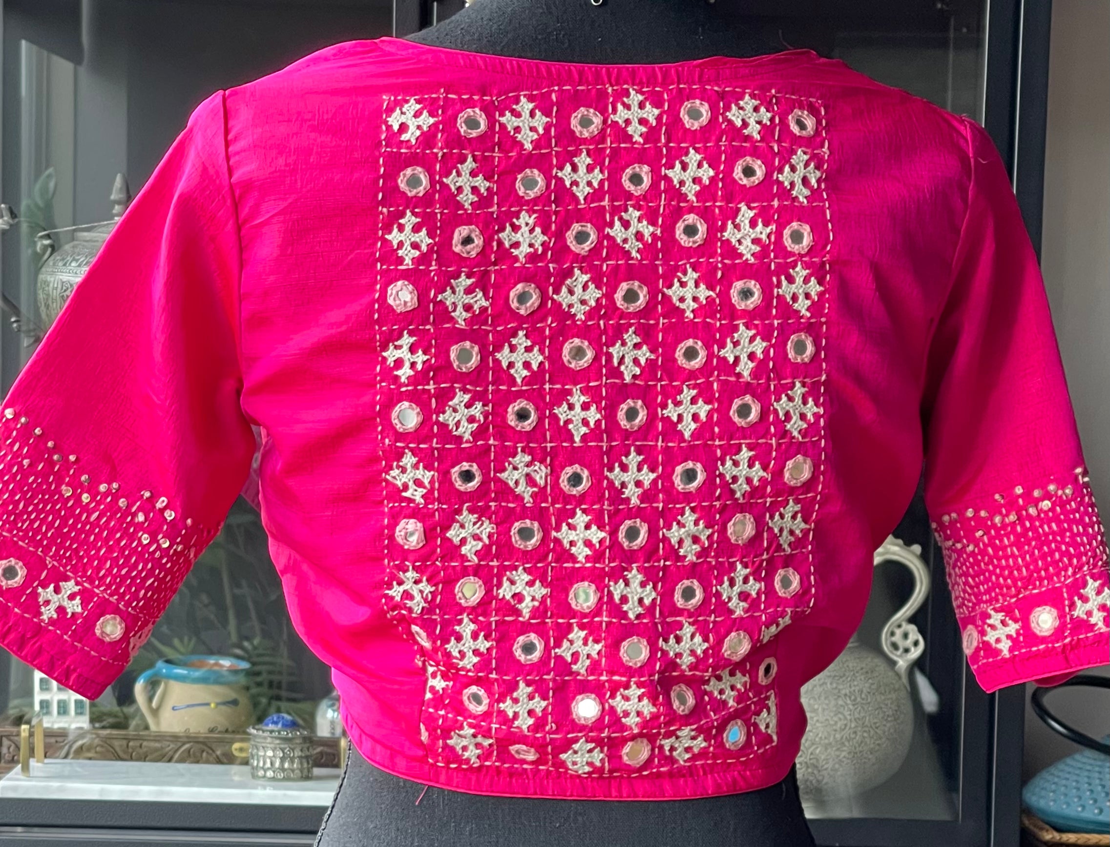 Designer Blouse - Pink Gujarati Stitch