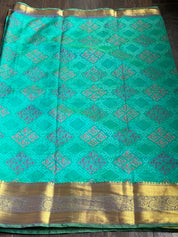 Designer Soft Silk Printed - Sea Green Firozi Patola