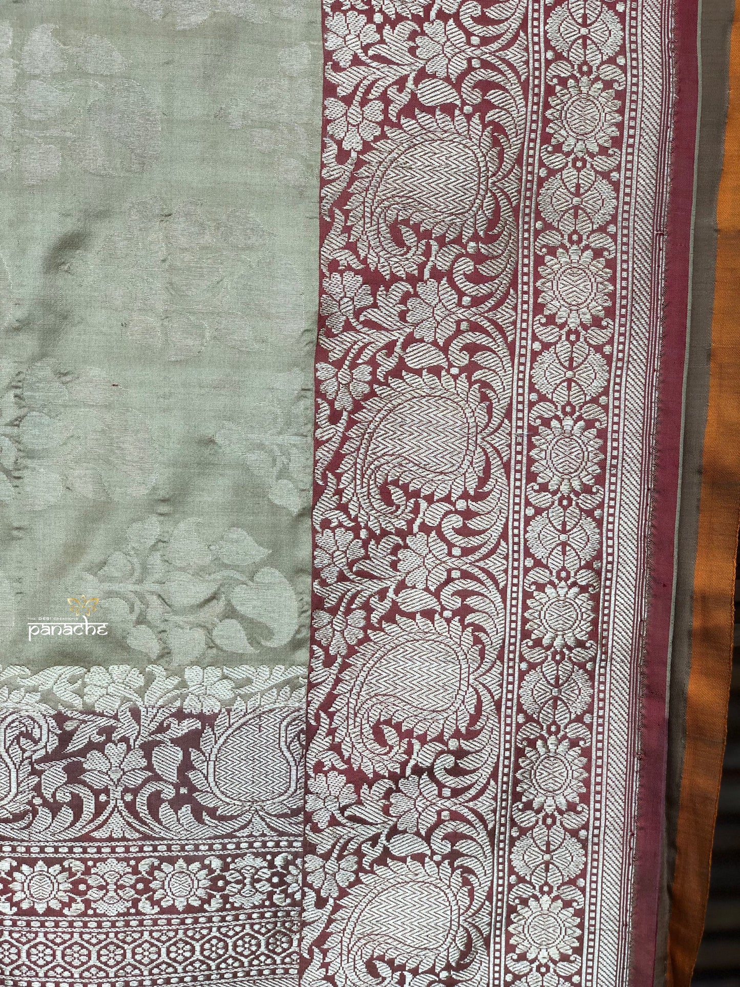 Katan Silk Banarasi - Mocha Grey Maroom