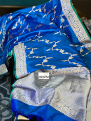 Pure Katan Silk Kadwa Banarasi - Blue Jamdaani weave