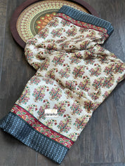Pashmina Silk Printed - Beige Black Maroon