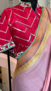 Designer Blouse - Raspberry Red Chevron