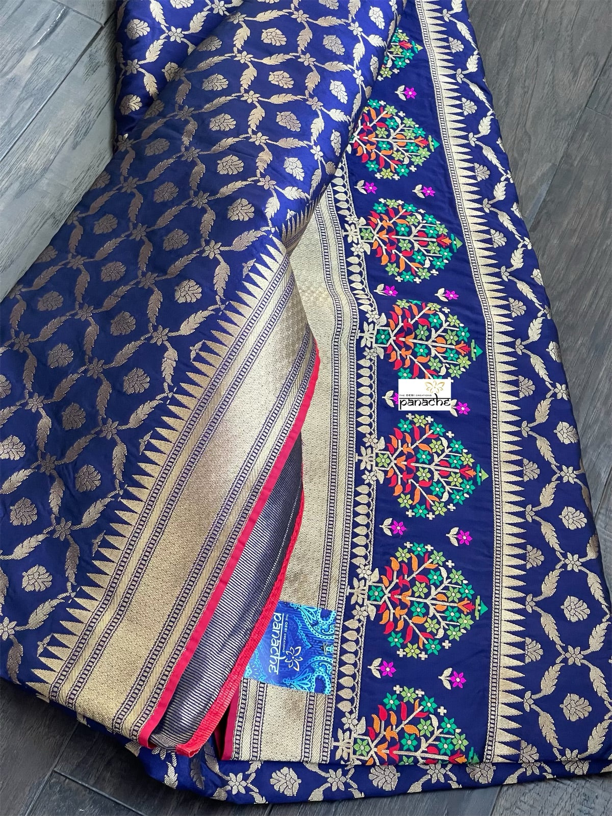 Soft Silk Banarasi - Navy Blue Antique Golden Zari