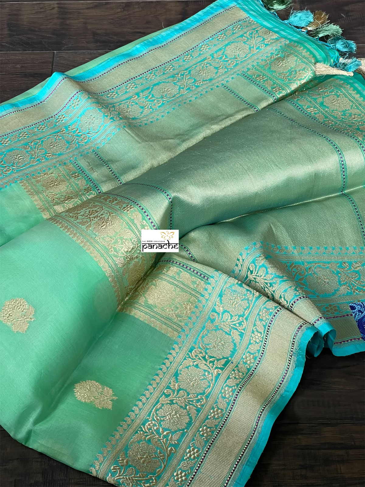 Organza Silk Banarasi - Sea-foam Green Firozi khadwa