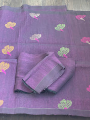 Linen Silk Woven - Dark Purple Meenakari