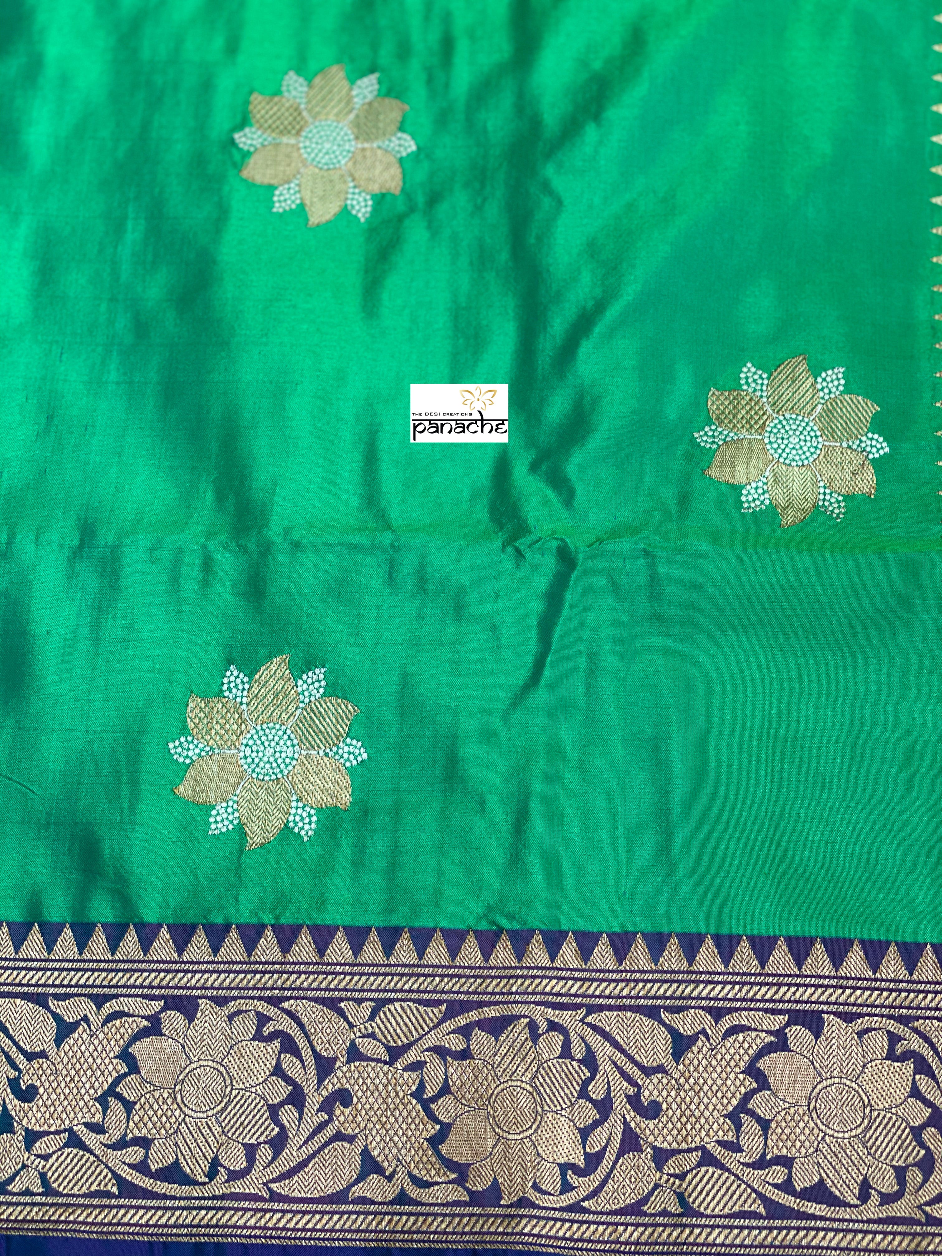 Pure Silk Banarasi - Sea Green Kadwa Woven