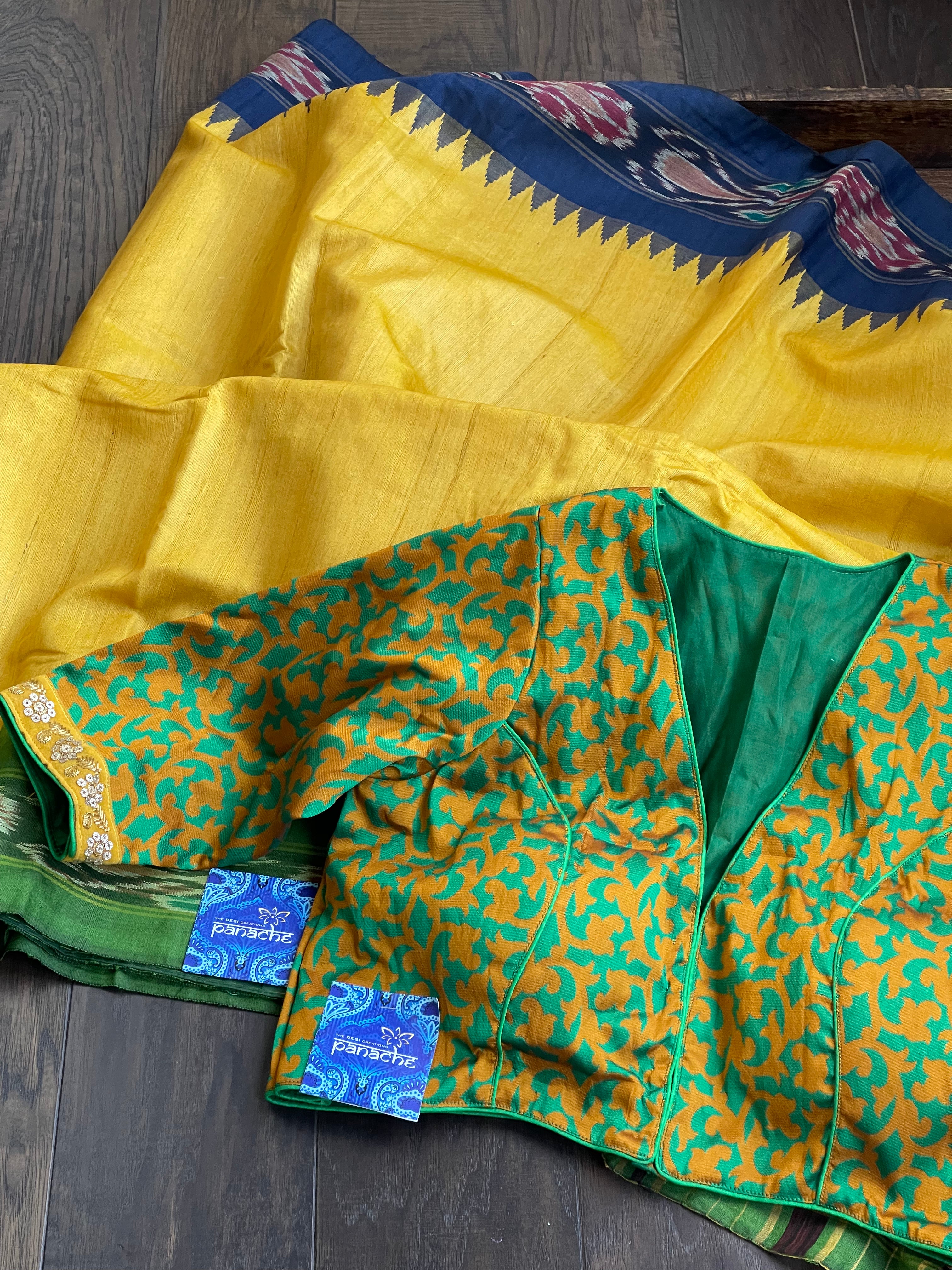 Designer Blouse - Green Orange Yellow