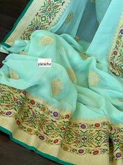 Khaddi Georgette Tilfi Banarasi - Mint Green Khadwa Woven