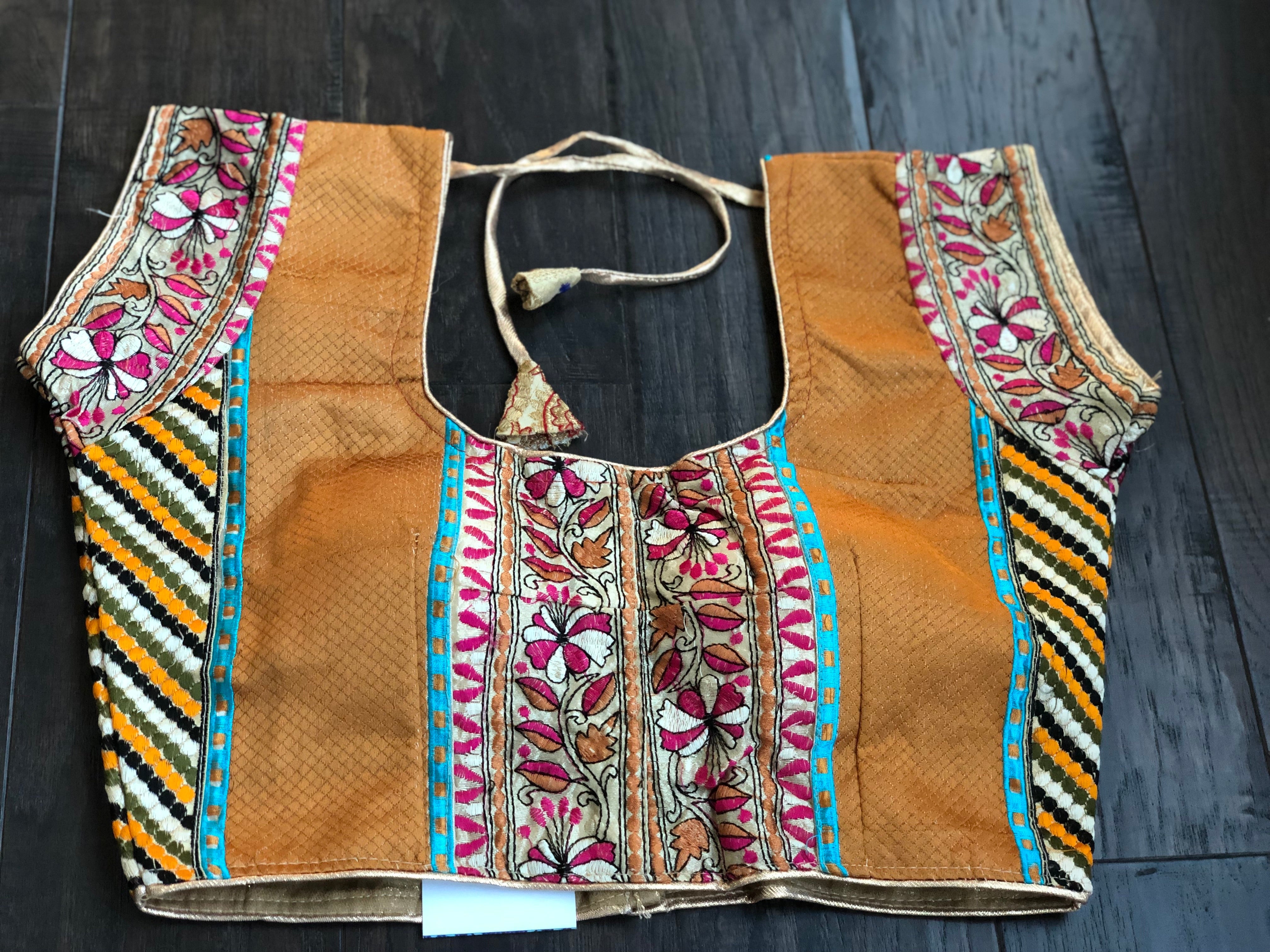 Designer Blouse - Ochre Yellow Embroidered