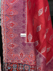 Kashmiri Semi Pashmina Stole - Red Purple