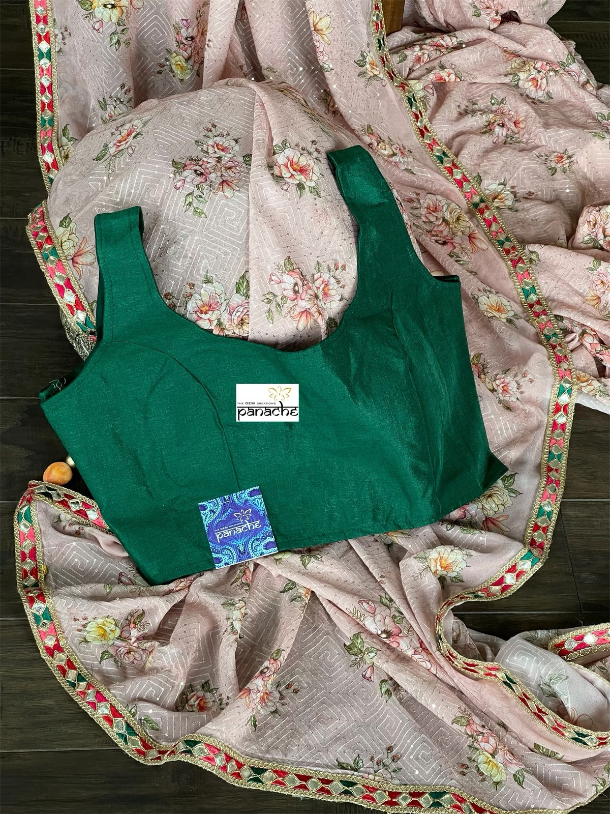 Designer Blouse - Green Raw Silk