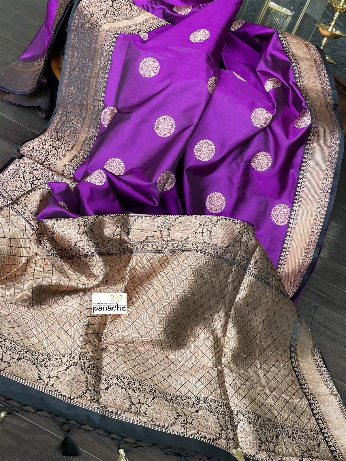 Katan Silk Banarasi - Purple Black