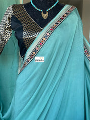 Designer Blouse - Black Gold Zari