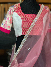 Designer Blouse - Offwhite Magenta