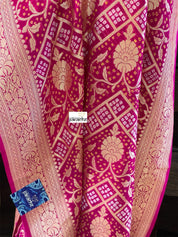 Bandhej Khaddi Georgette Banarasi - Magenta Pink