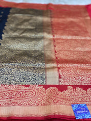 Katan Silk Banarasi - Black Red Paiesley