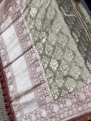 Katan Silk Banarasi - Mocha Grey Maroom