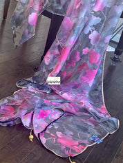 Designer Satin on Organza - Light Grey Pink