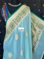 Khaddi Georgette Tilfi Banarasi - Mint Green Khadwa Woven