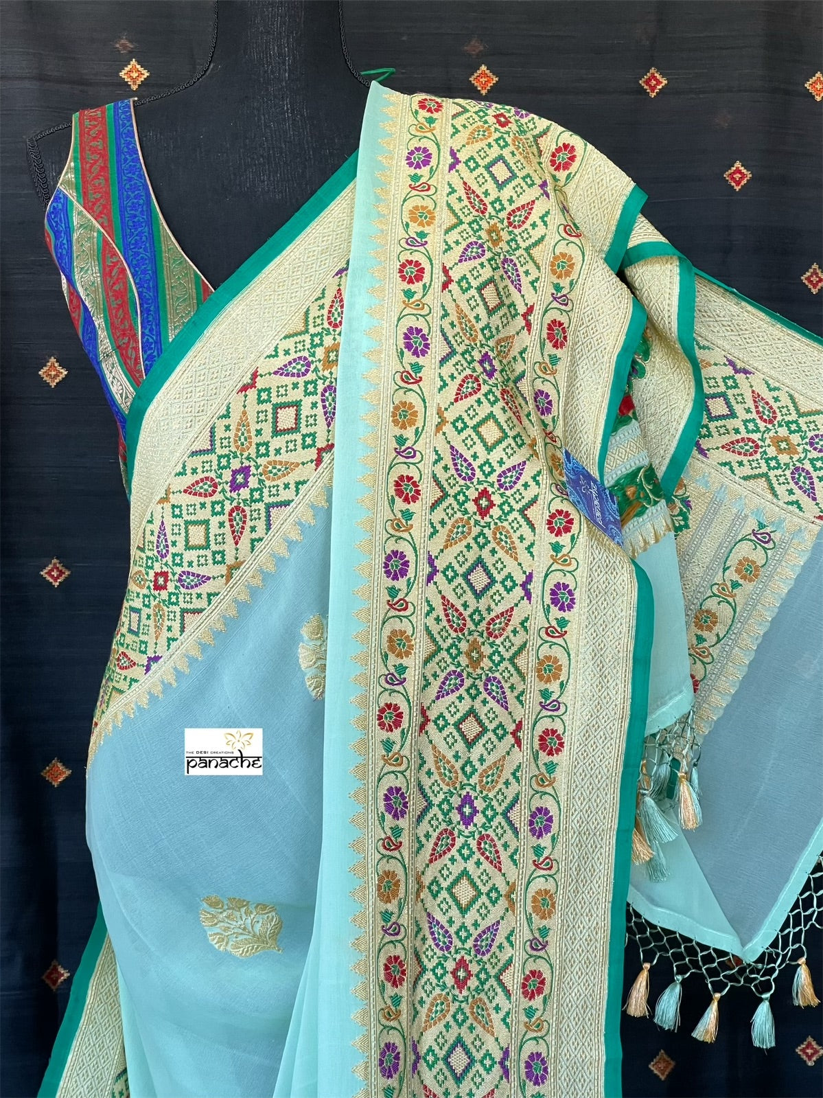 Khaddi Georgette Tilfi Banarasi - Mint Green Khadwa Woven