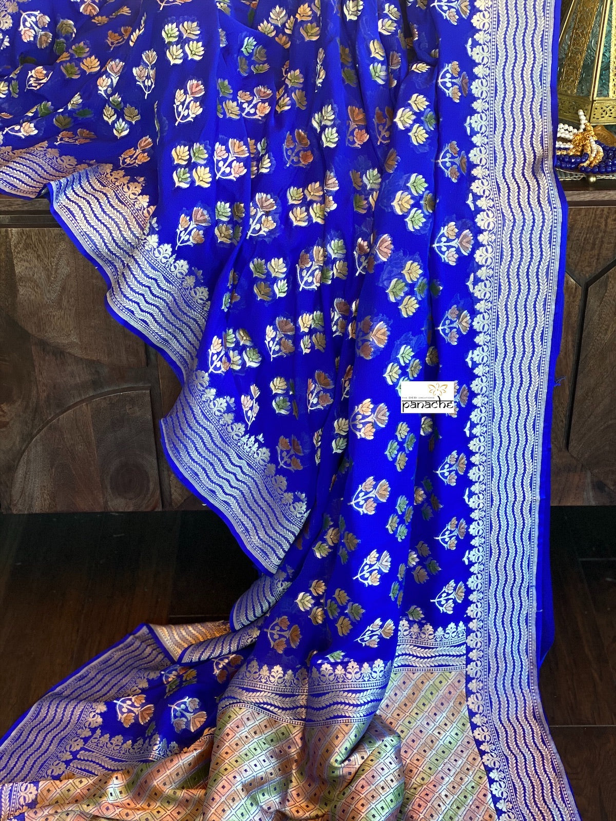 Khaddi Georgette Banarasi - Royal Blue Meenakari