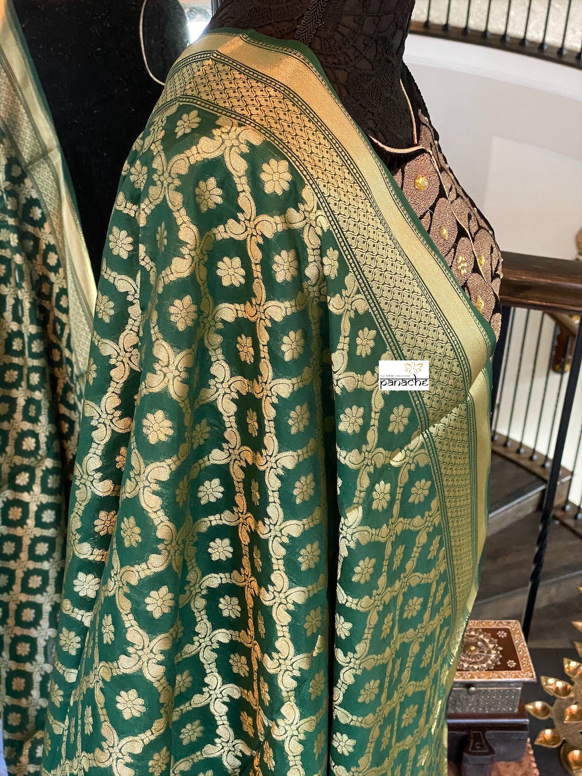 Silk Cotton Dupatta - Dark Green